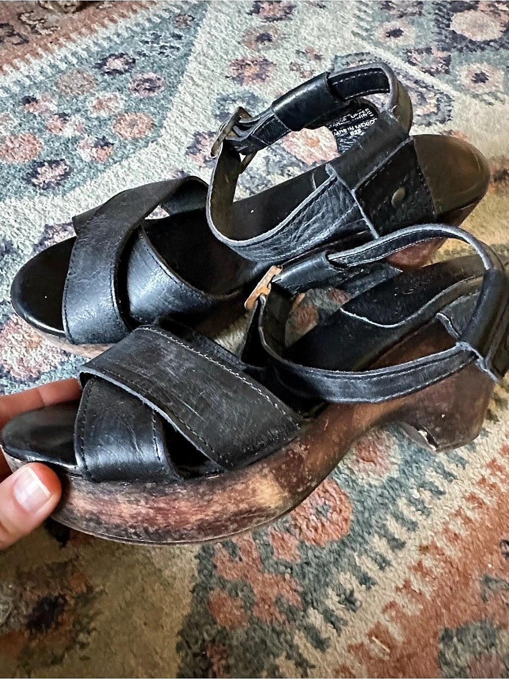 Freebird by Steven vintage Leather Platform Heels Black & Brown US 8